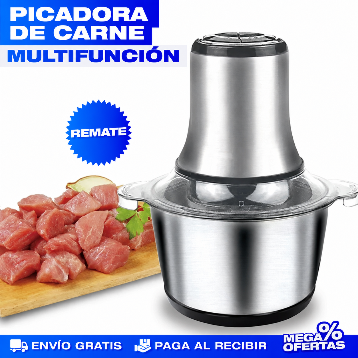 MOLINO PICADOR ELÉCTRICO ACERO INOXIDABLE 🔥2 LITROS🔥 (TAMAÑO GRANDE)