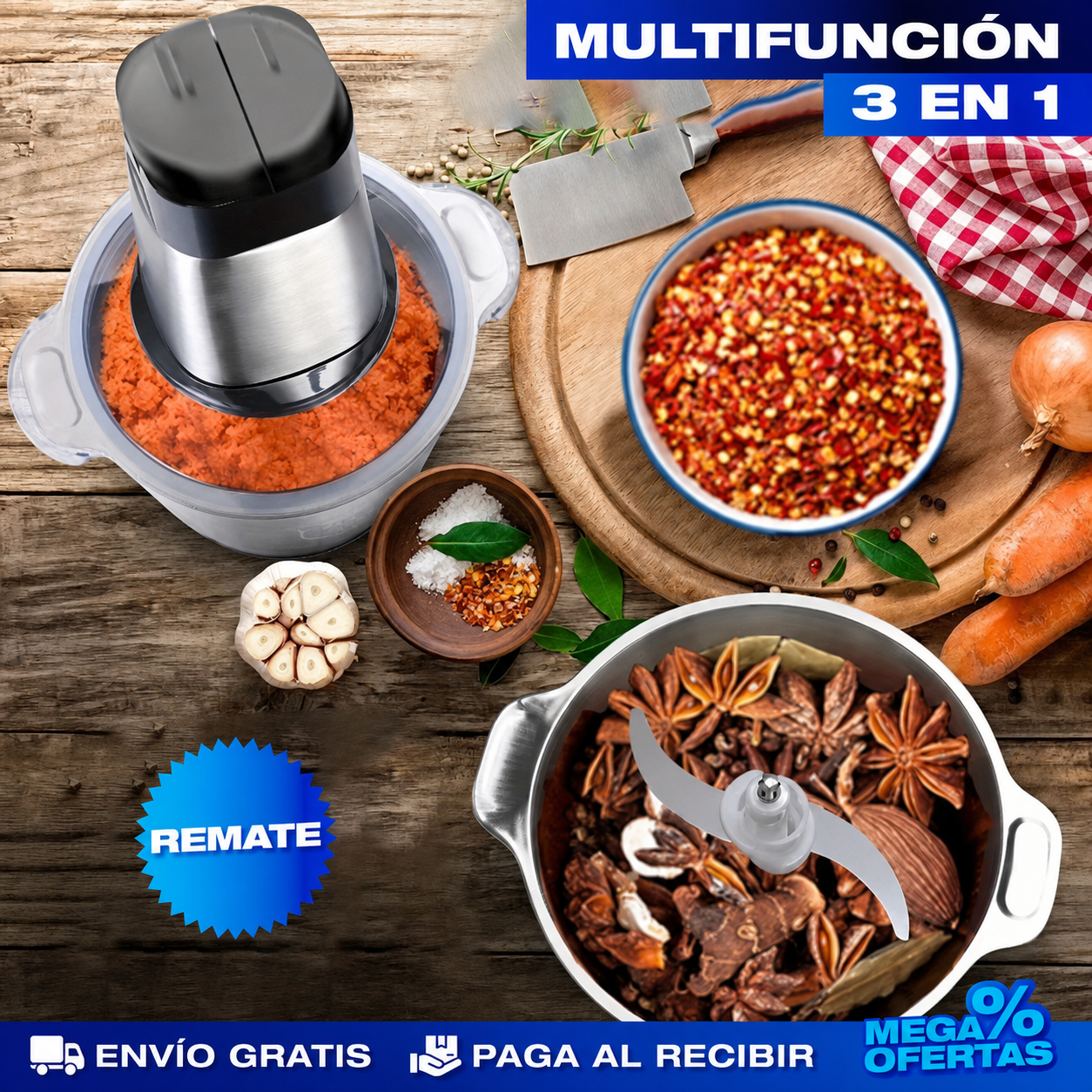 MOLINO PICADOR ELÉCTRICO ACERO INOXIDABLE 🔥2 LITROS🔥 (TAMAÑO GRANDE)